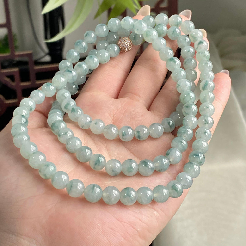 糯冰种飘花珠链（108颗）（yc196863）