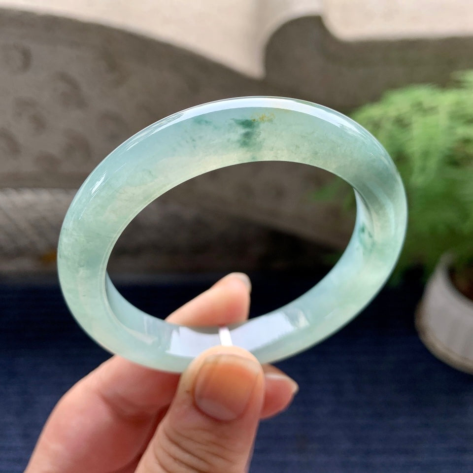 糯冰种飘花洒金平安镯（53mm）（yc089974）