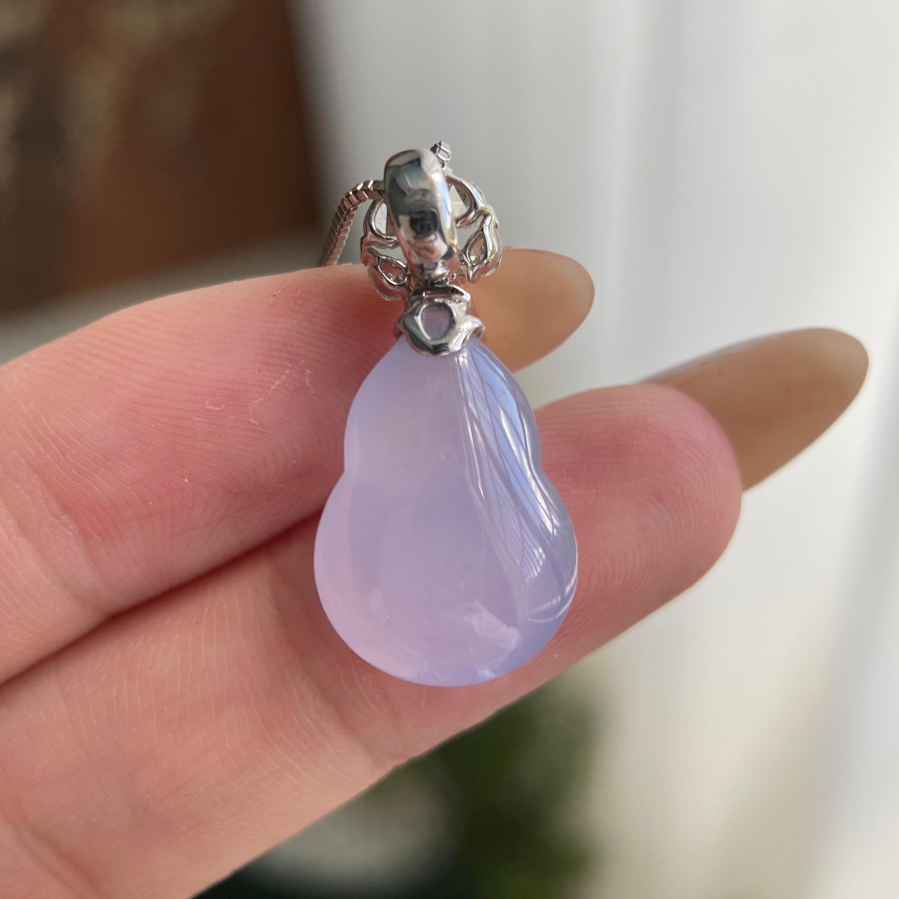 18k金钻镶冰种紫罗兰葫芦吊坠（yc209949）