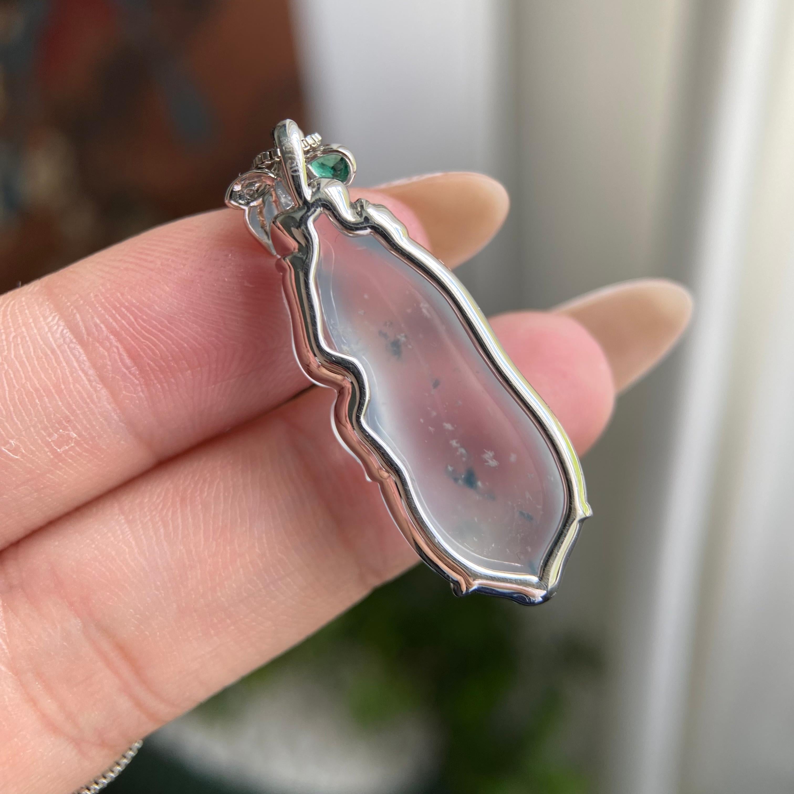 18k金钻镶高冰种飘花福瓜吊坠（yc209898）