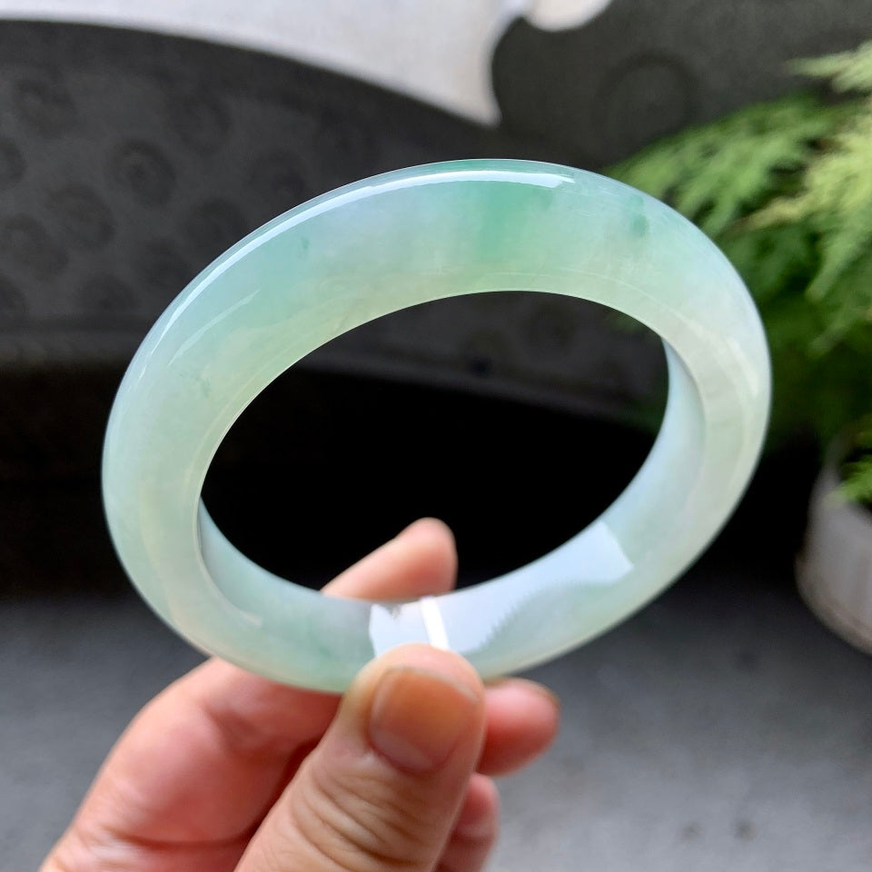 糯冰种飘花平安镯（59.4mm）（yc098115）