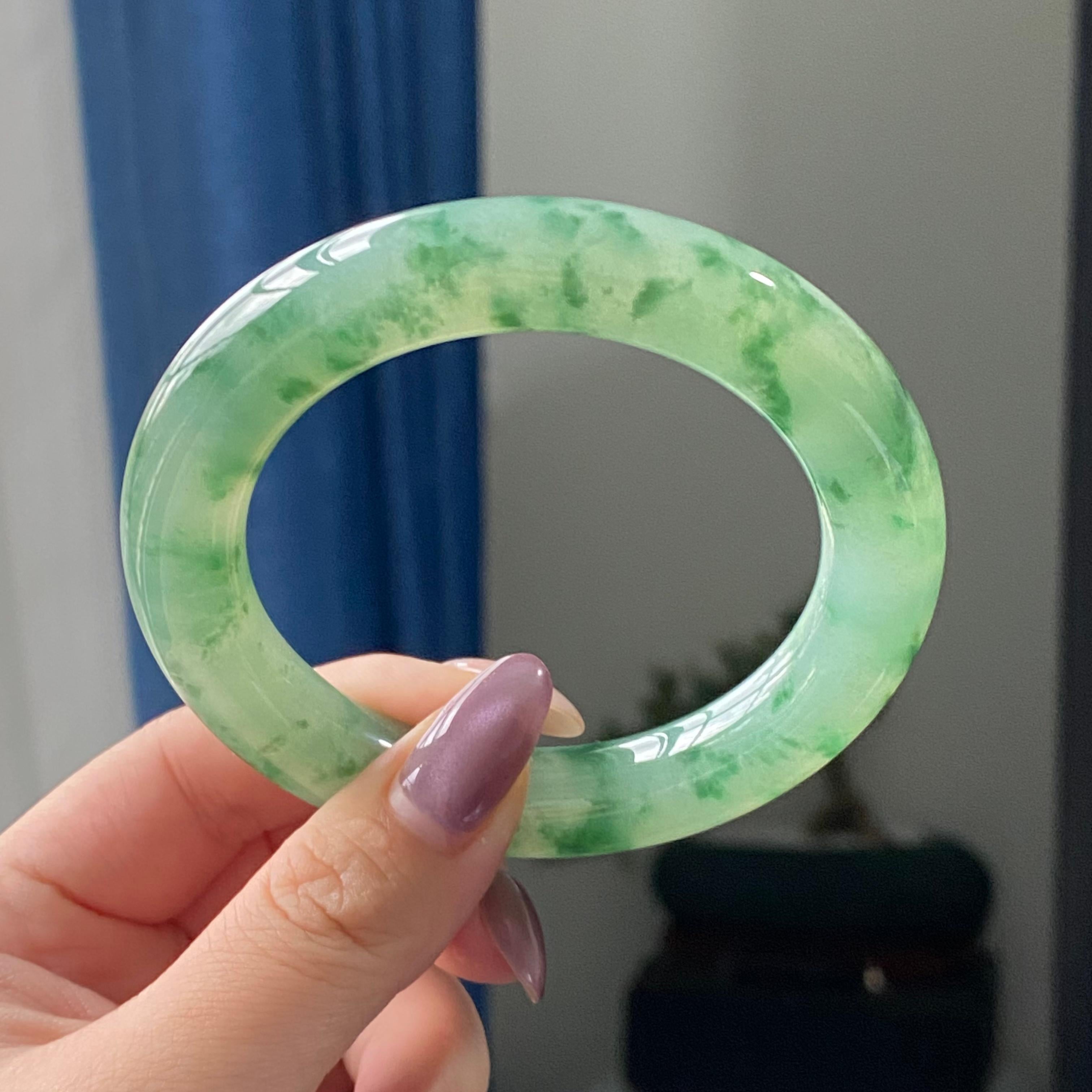 冰种飘花圆条手镯（57圈）（yc195754）