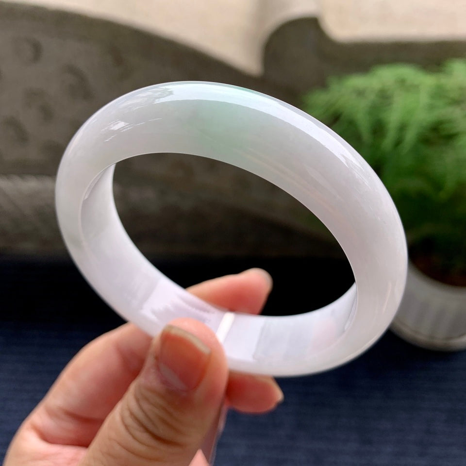 糯冰种白底青平安镯（56.6mm）（yc081939）