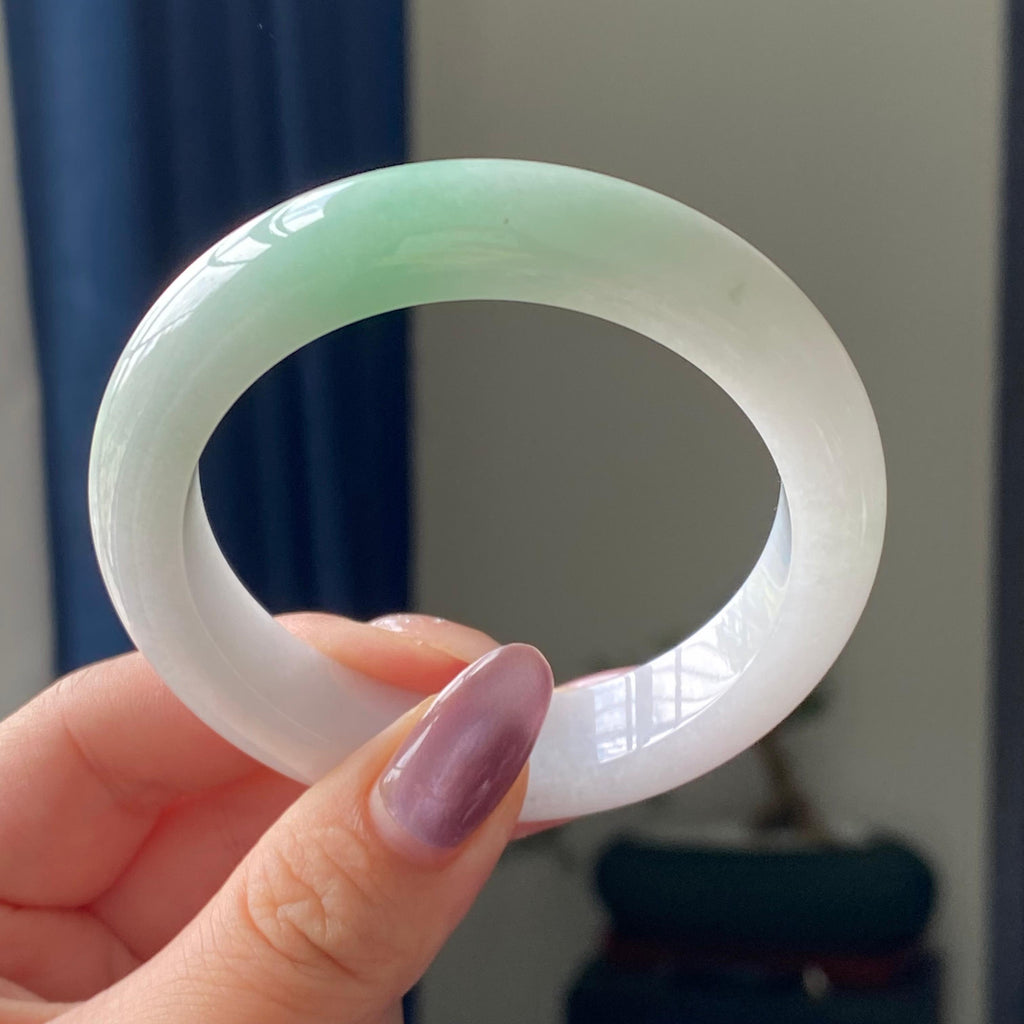 细糯种白底青平安镯手镯（53圈）（yc195663）