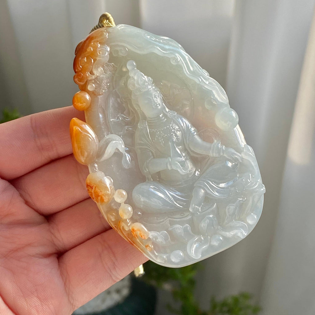 糯冰种双彩度母牌吊坠（yc214708）