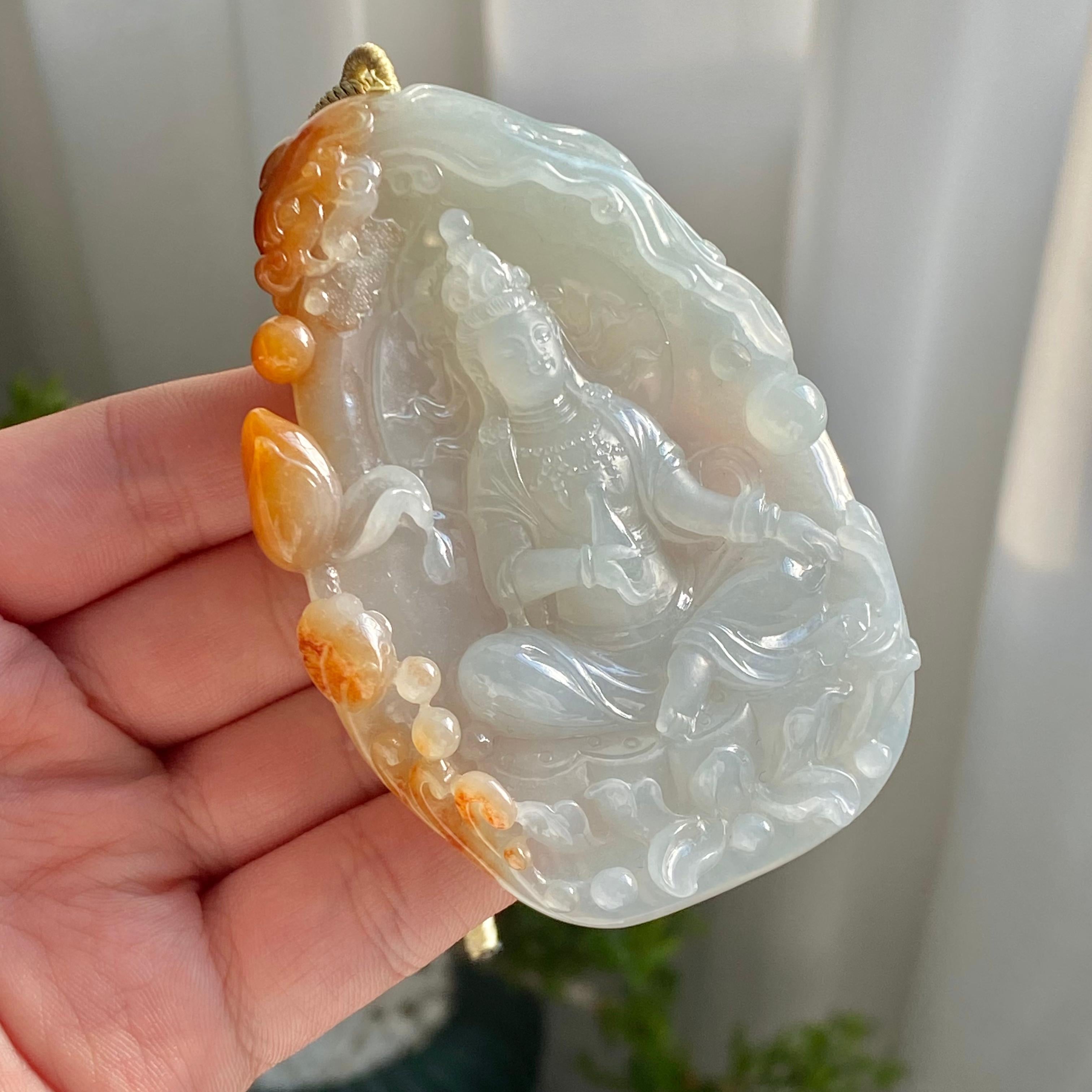 糯冰种双彩度母牌吊坠（yc214708）