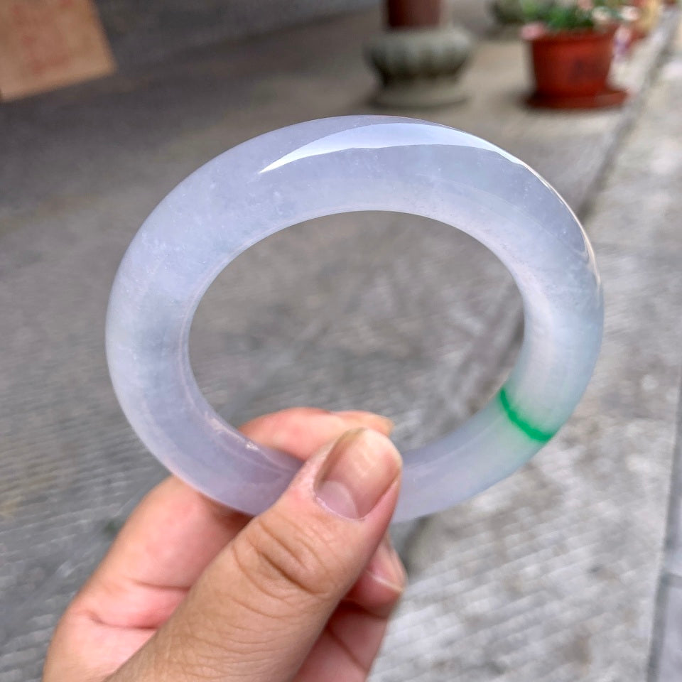 高冰种飘阳绿圆条手镯（58.5mm）（yc094210）