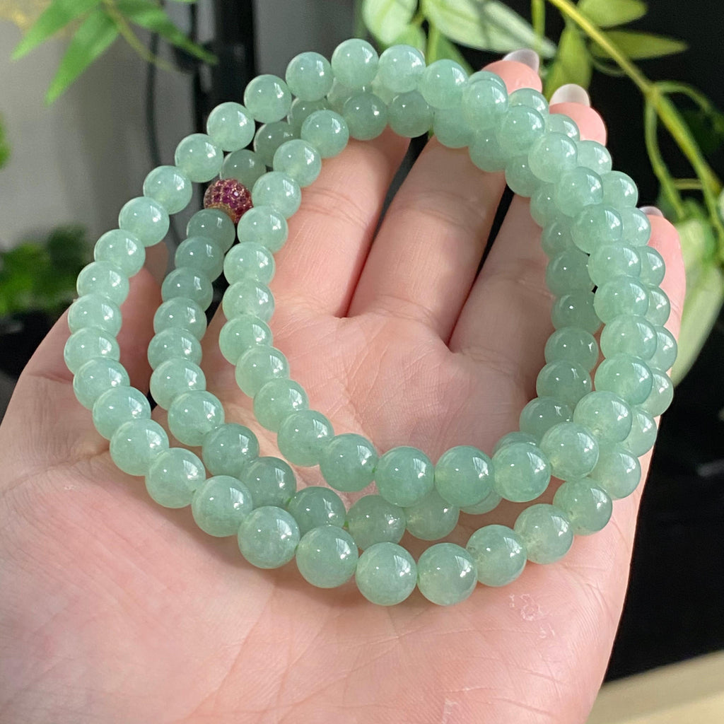 糯冰种晴底珠链（94颗）（yc196187）