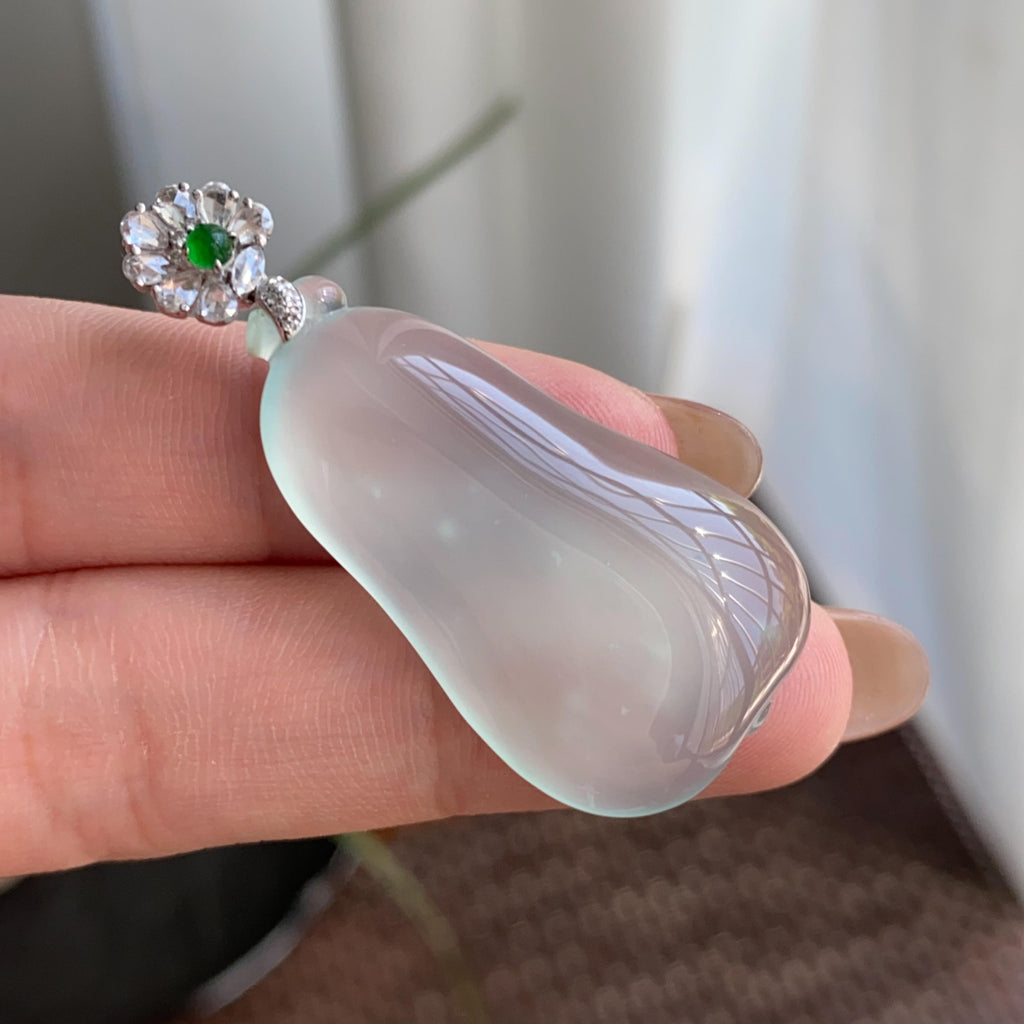 18k金钻镶冰种晴底福瓜吊坠（yc264934）