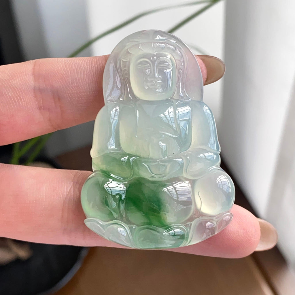 糯冰种飘花观音吊坠（yc262749）