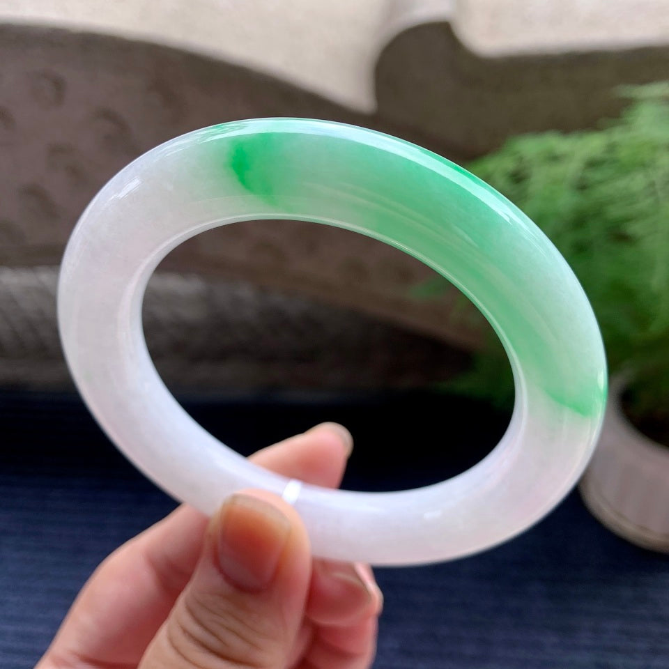 细糯种飘阳绿圆条手镯（58.3mm）（yc107275）