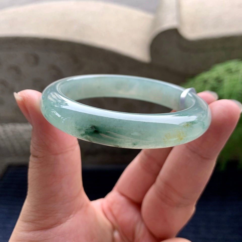 糯冰种飘花洒金平安镯（53mm）（yc089974）