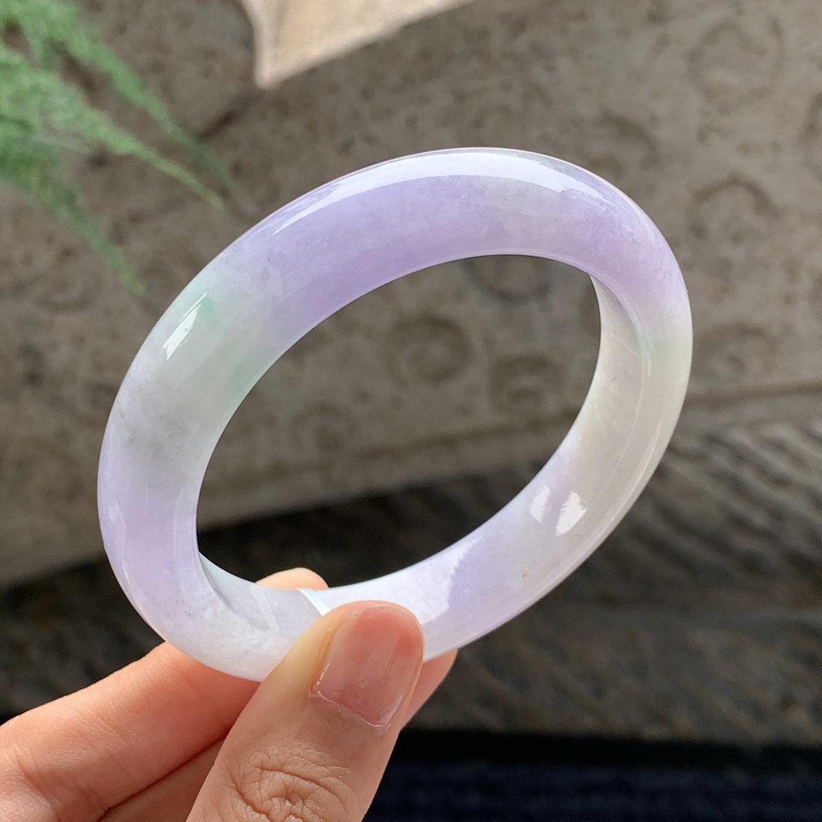 细糯种 春彩正圈平安镯 56.5圈 天然缅甸A货翡翠（yc701177）