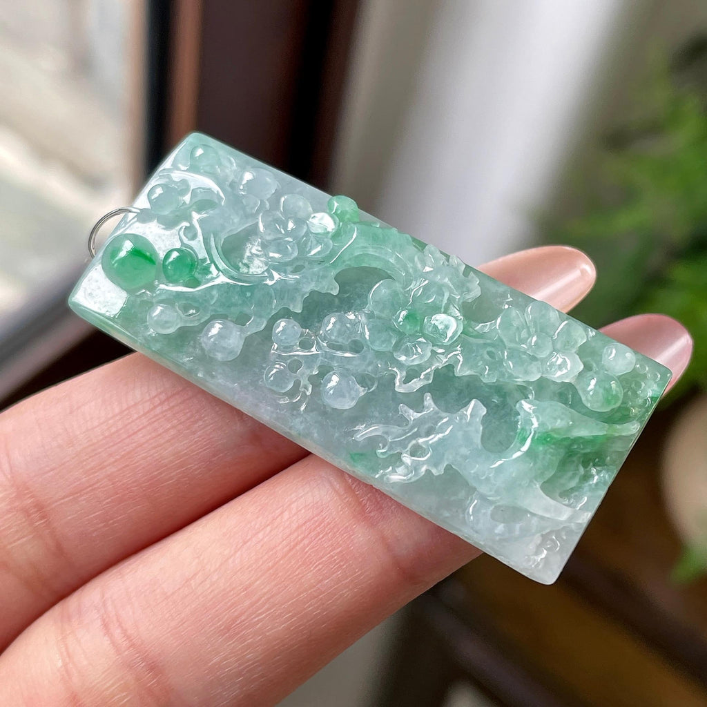细糯种翠绿一鹿有你牌子挂件 天然缅甸A货翡翠（yc694822）
