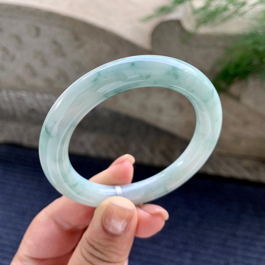 细糯种飘蓝花圆条手镯 52.3圈口（yc707423）