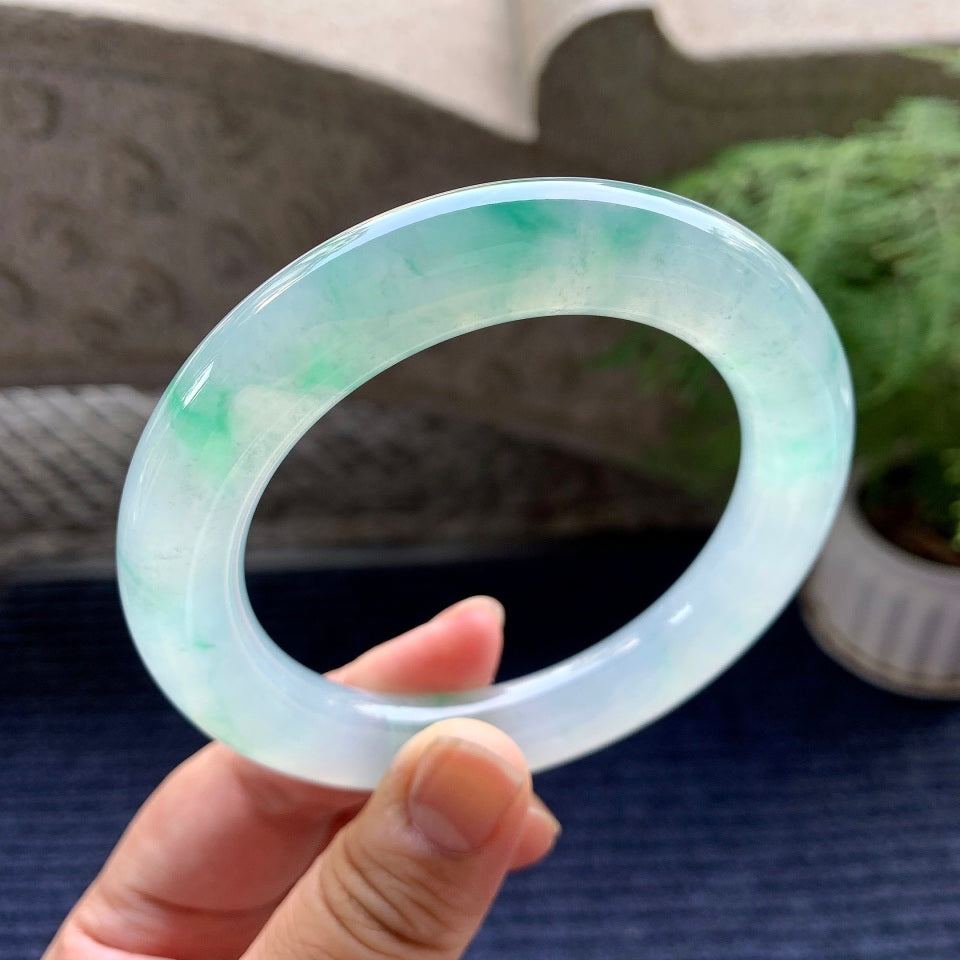 冰种飘花圆条手镯（62mm）（yc094207）