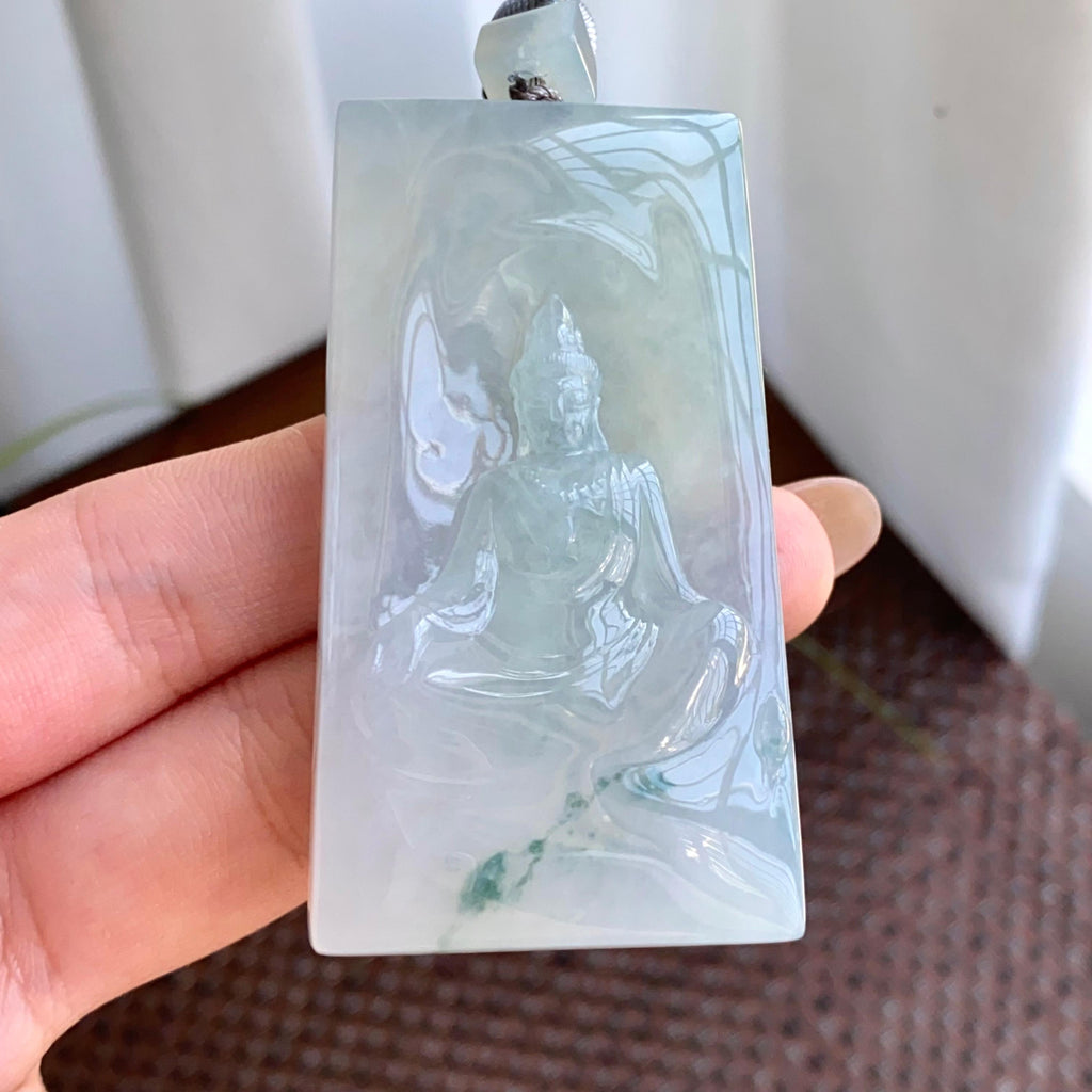 糯冰种飘花观音牌吊坠（yc265648）