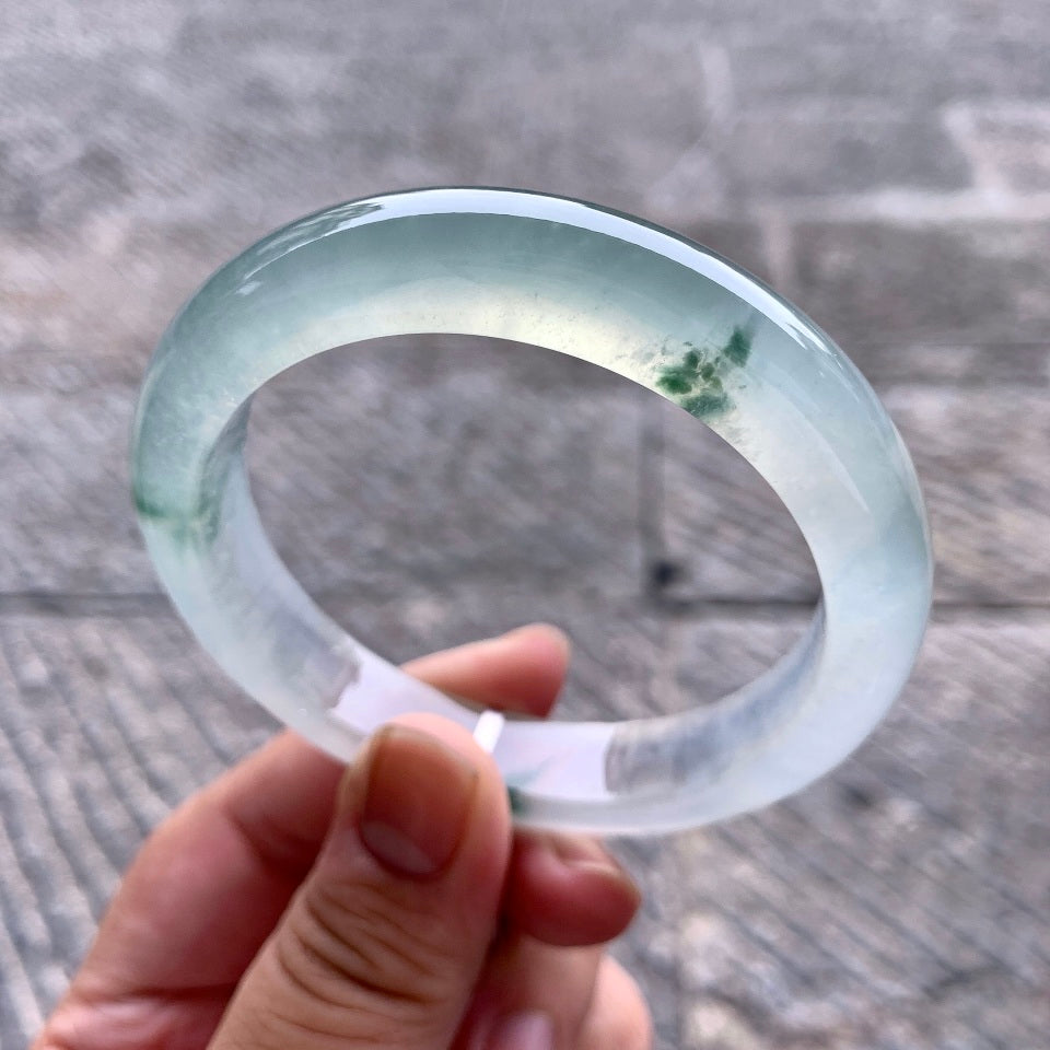 高冰种飘花平安镯（57.6mm）（yc167754）