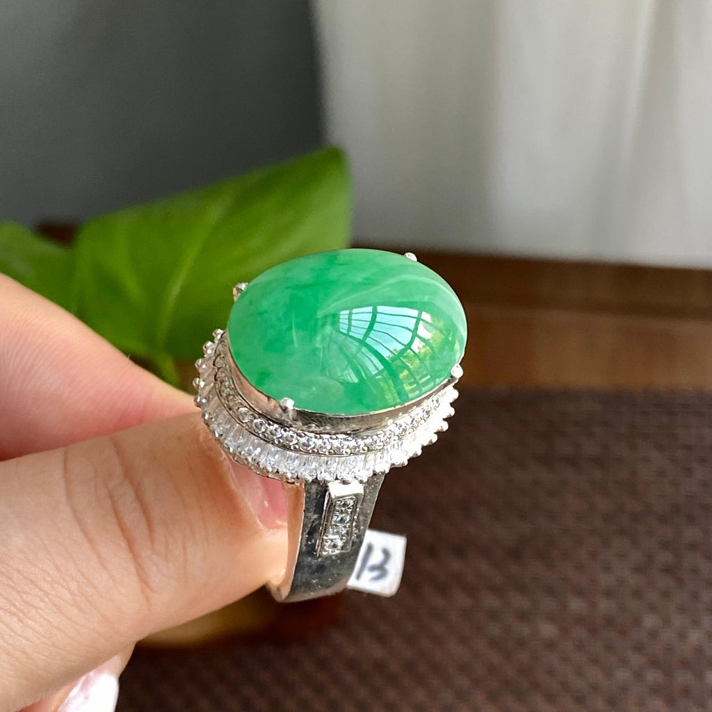 细糯种满绿裸石蛋面（yc282904）