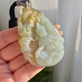 糯冰种黄翡神龙护主牌吊坠（yc214725）