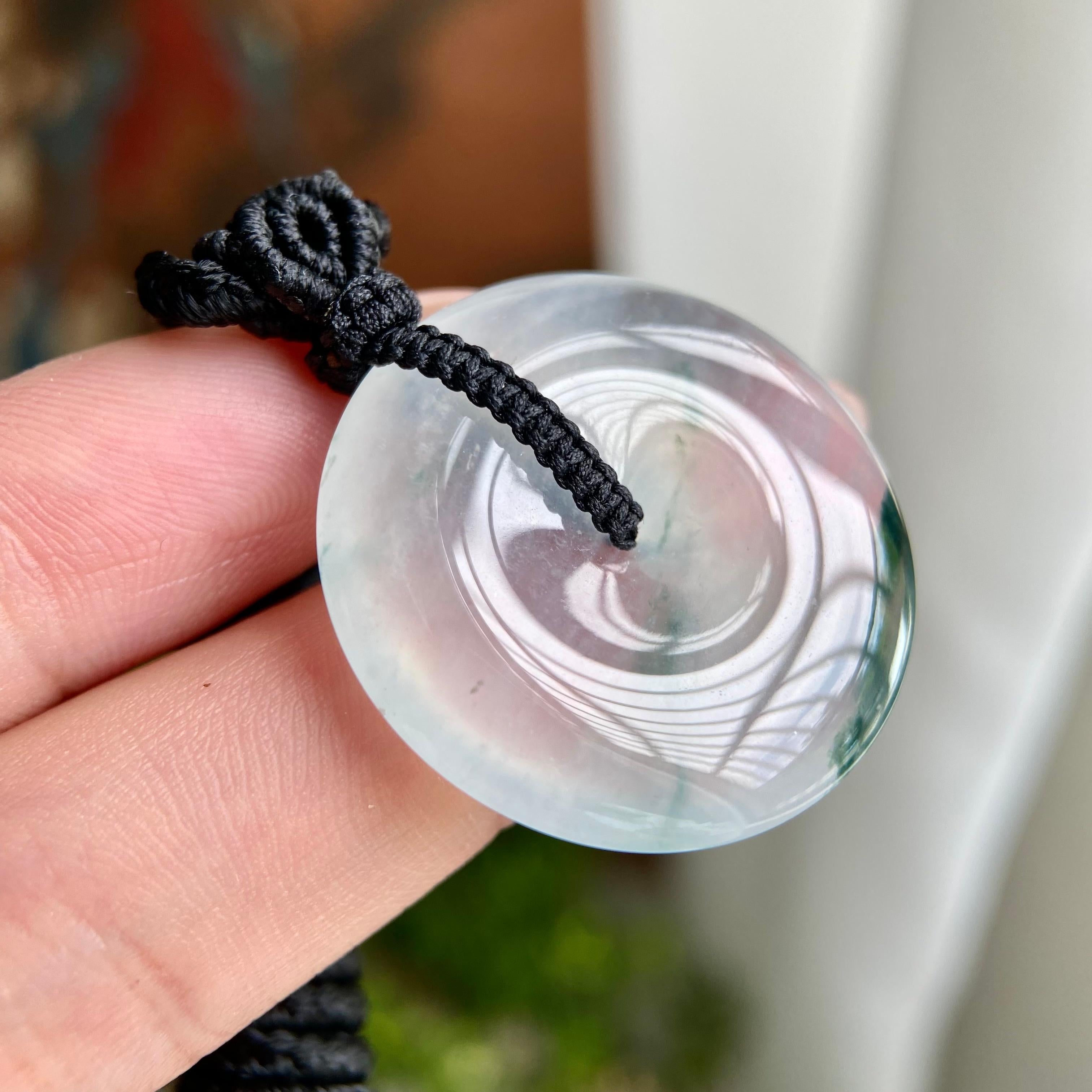 高冰种飘花平安扣吊坠（yc230169）