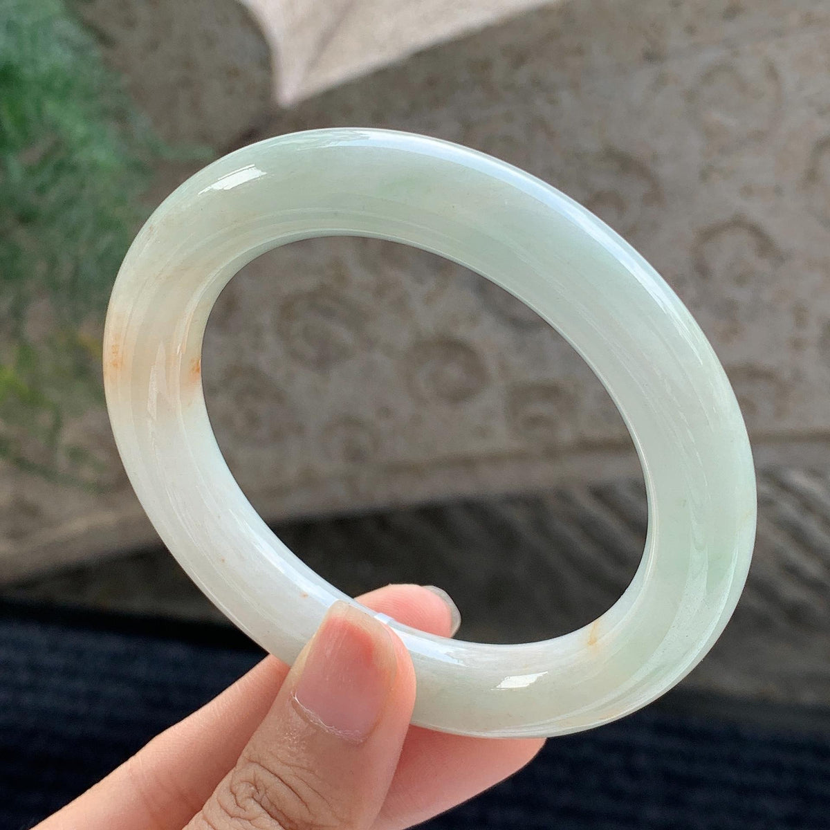 细糯种 黄加绿圆条手镯 58.5圈 天然缅甸A货翡翠（yc699559）