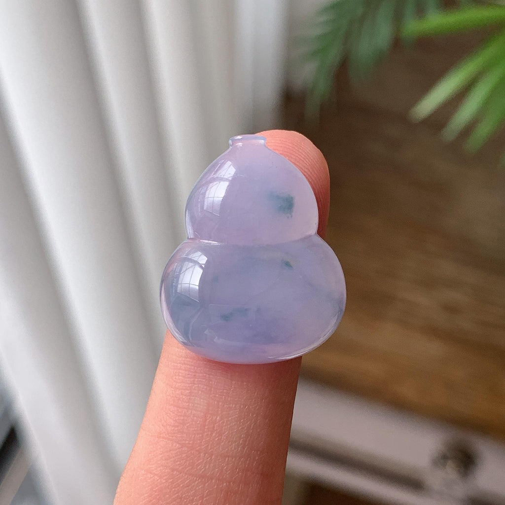 糯冰种 紫底飘花葫芦吊坠 天然缅甸A货翡翠（yc703365）