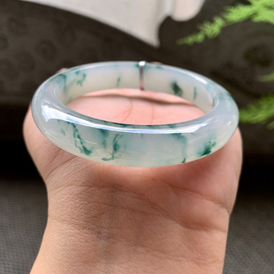 糯冰飘花平安镯（56.6mm）（yc029707）