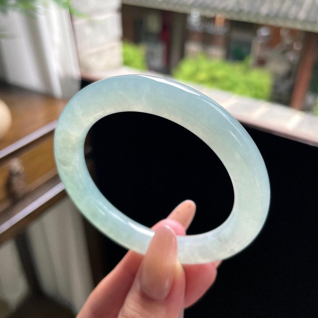 糯冰种冰蓝水圆条 53.5圈 天然缅甸A货翡翠（yc696425）