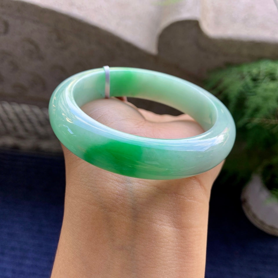 细糯种翠绿平安镯（55.3mm）（yc118762）