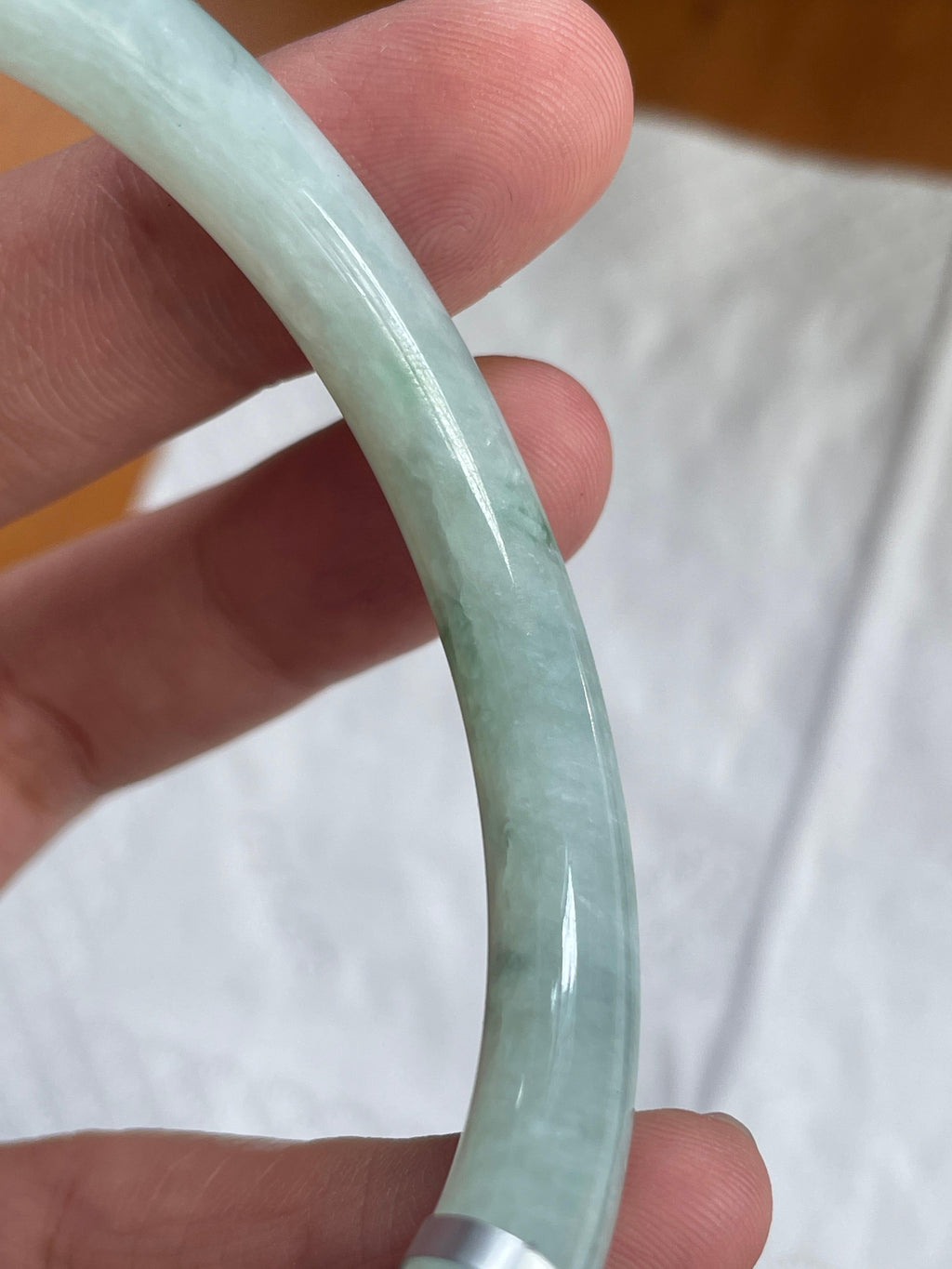 糯种飘蓝花圆条手镯 53.5圈口 （yc537916）