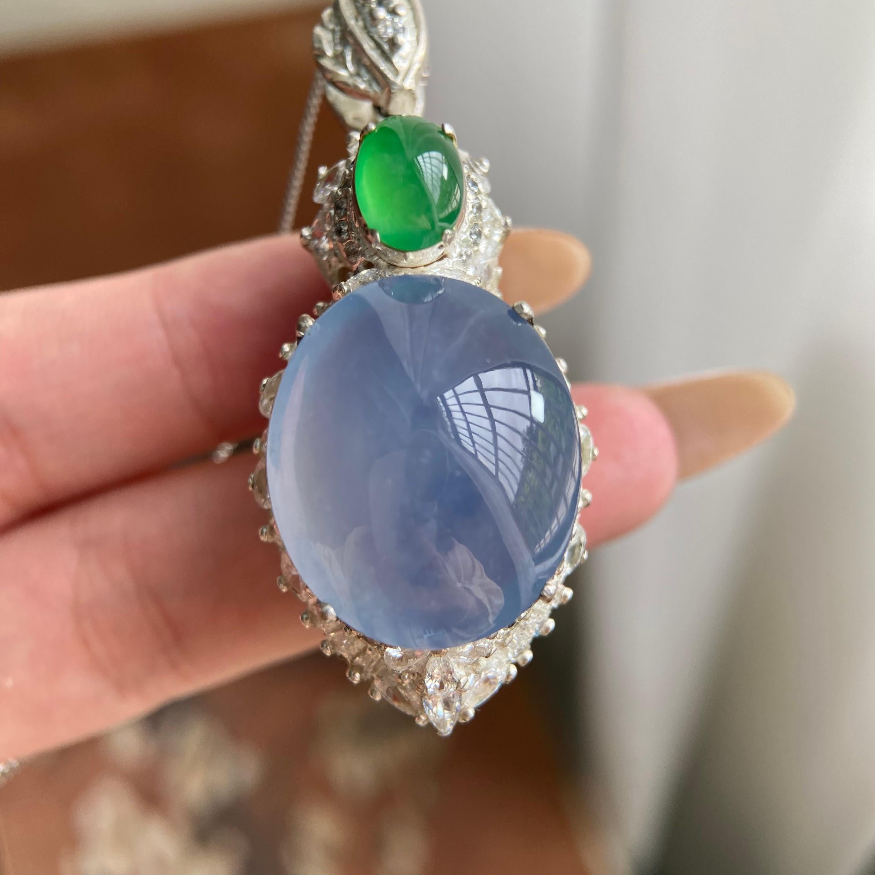 冰种紫罗兰鸽子蛋吊坠裸石（yc223657）