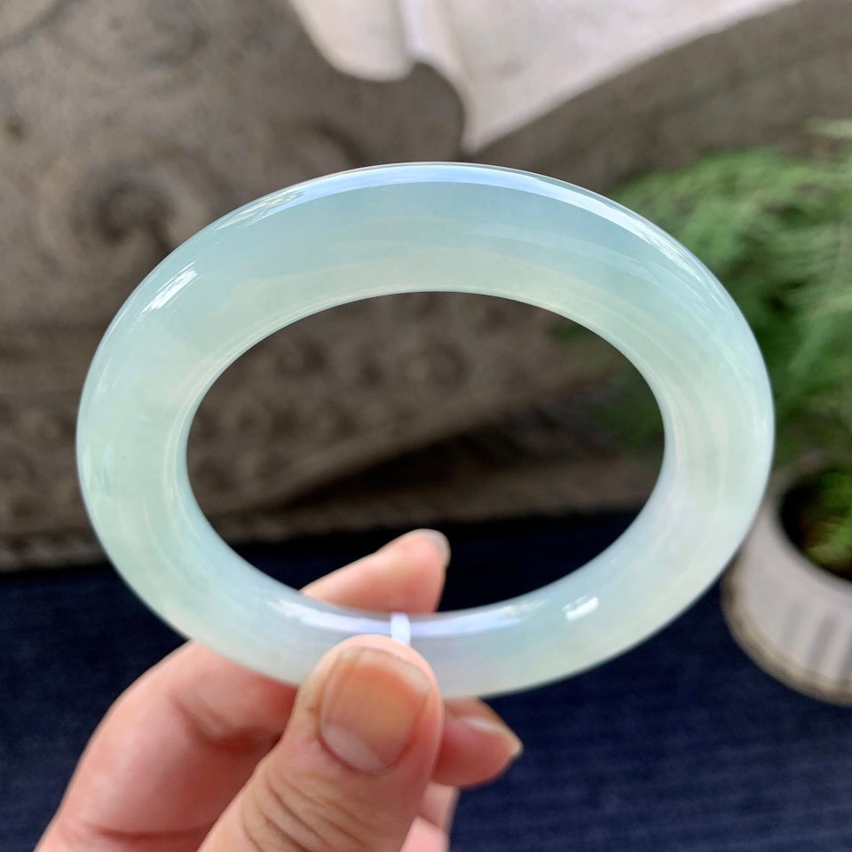糯冰种晴水圆条手镯（55.3mm）（yc090491）