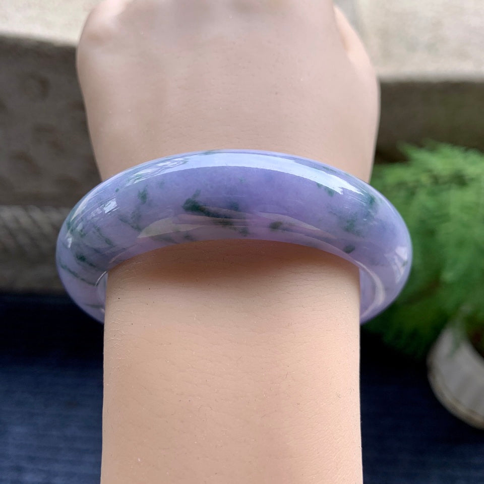 细糯种紫罗兰飘花平安镯（57.2mm）（yc107774）