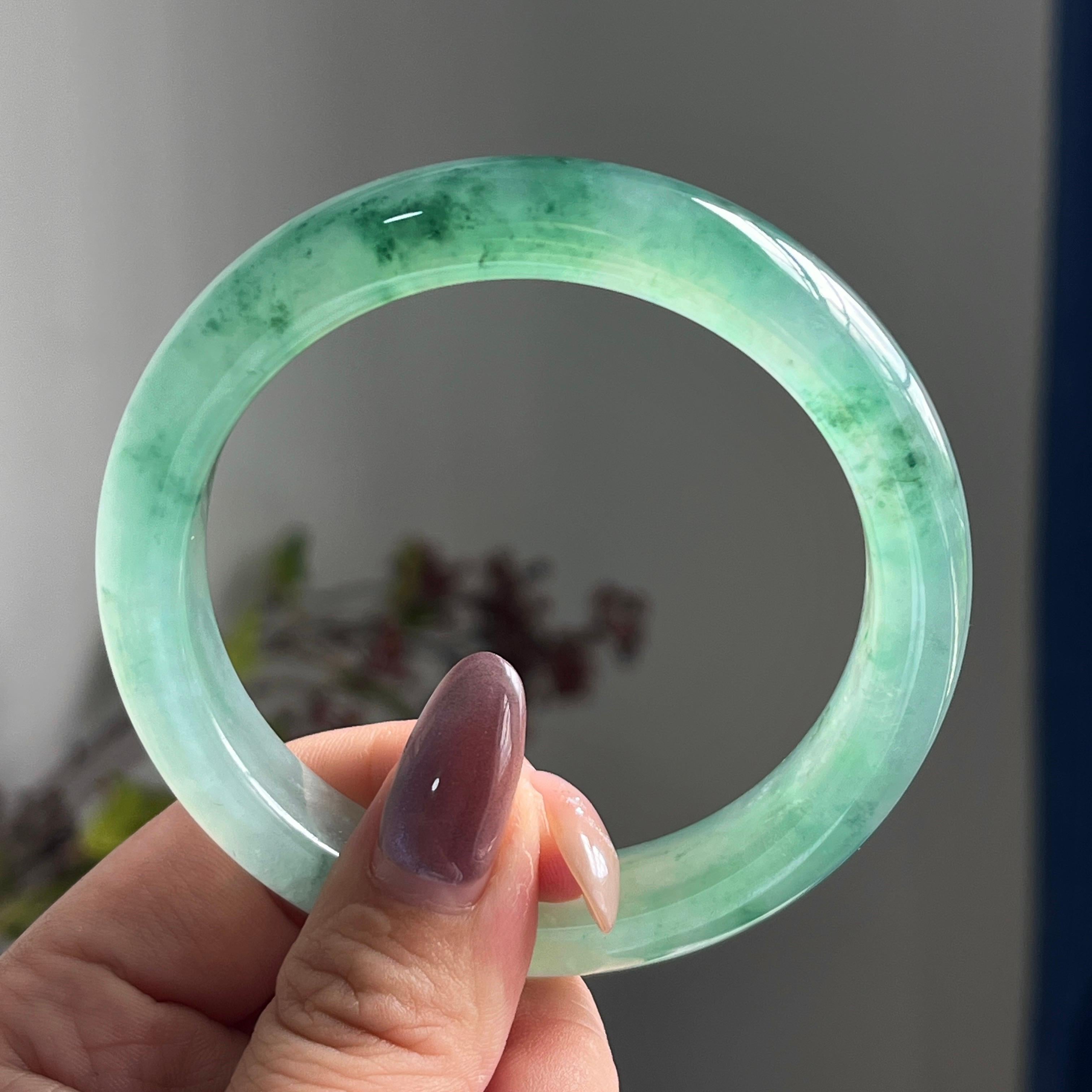 冰种飘花平安镯手镯（57圈）（yc197795）