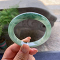 细糯种飘蓝花正圈平安镯 55.7圈口 天然缅甸A货翡翠（yc501355）