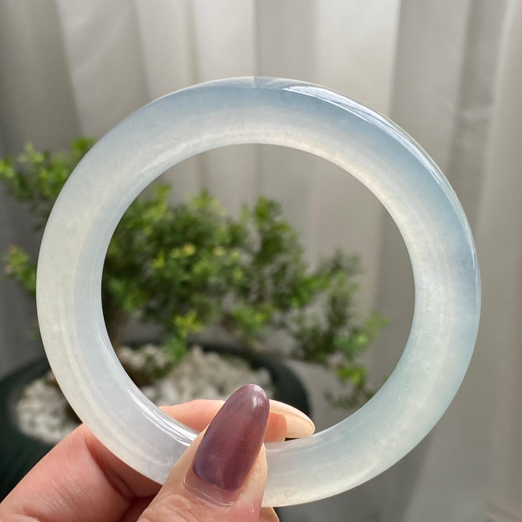 冰种白月光圆条手镯（58）（yc199716）