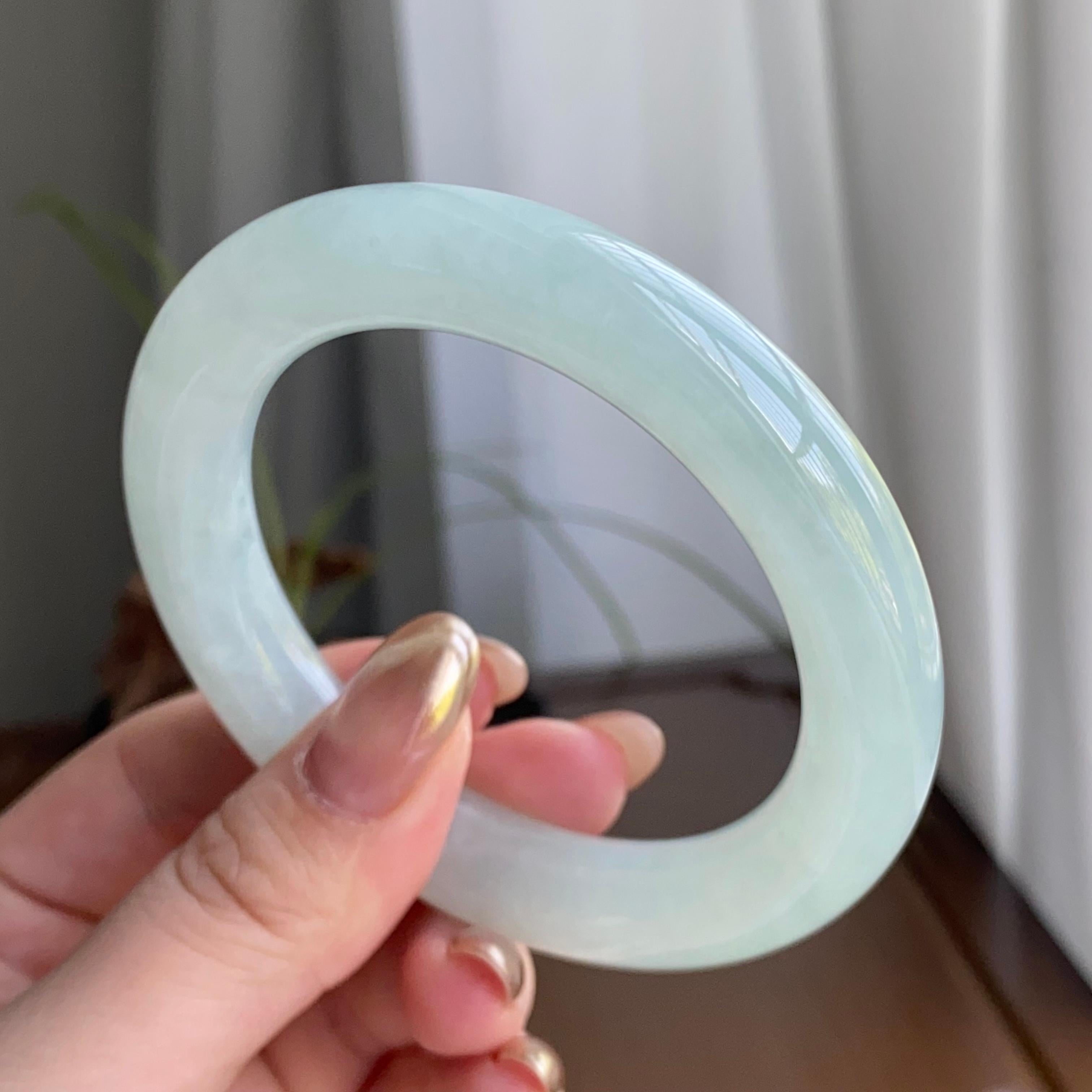 糯冰种晴底圆条手镯（55圈）（yc258185）