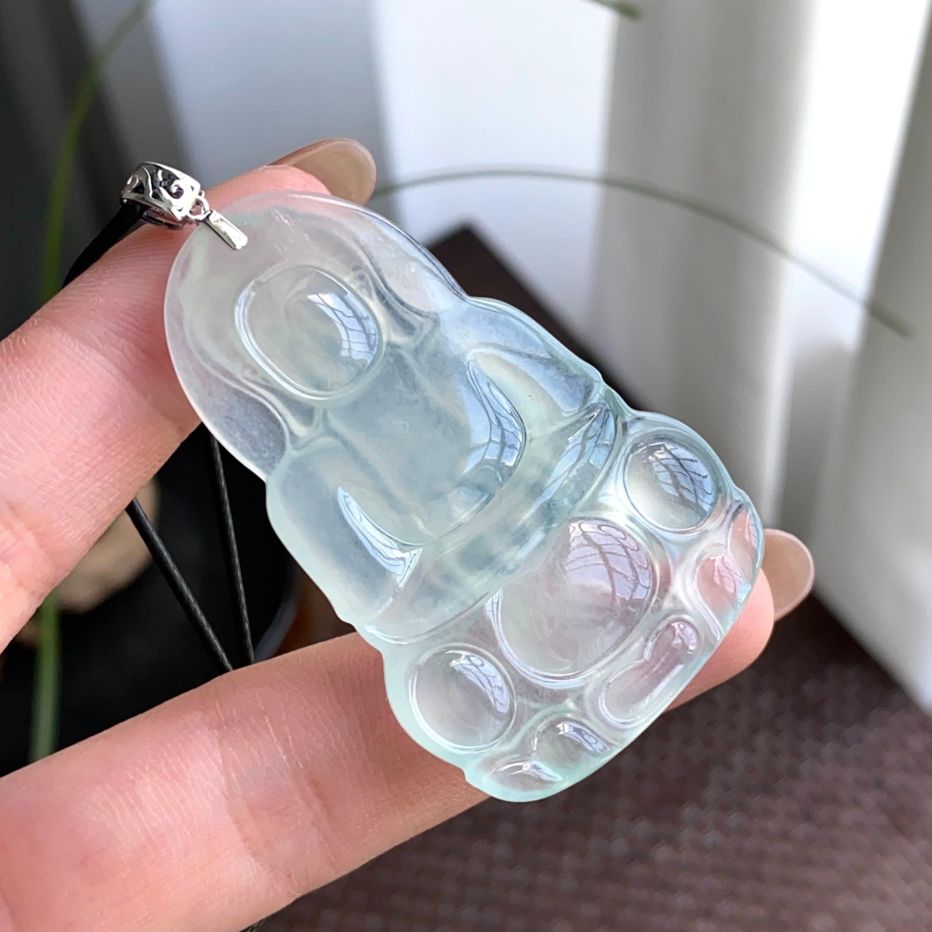 18k金钻镶冰种飘花观音吊坠（yc263792）