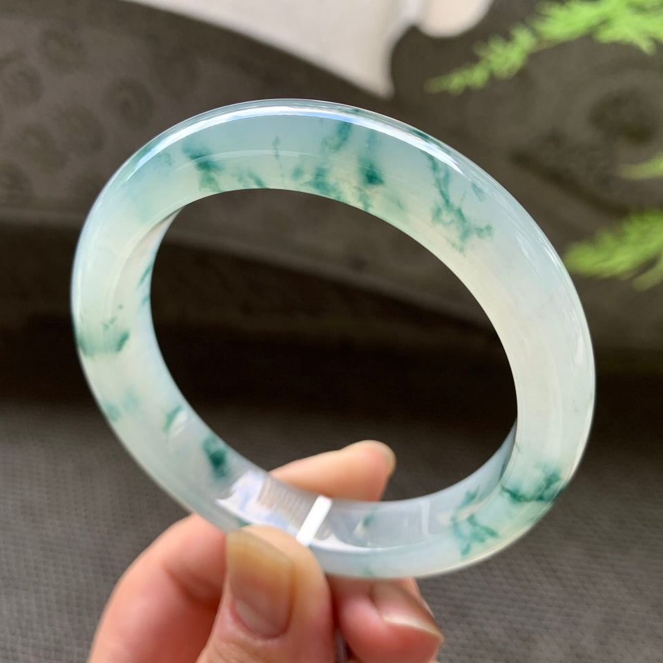 糯冰飘花平安镯（56.6mm）（yc029707）