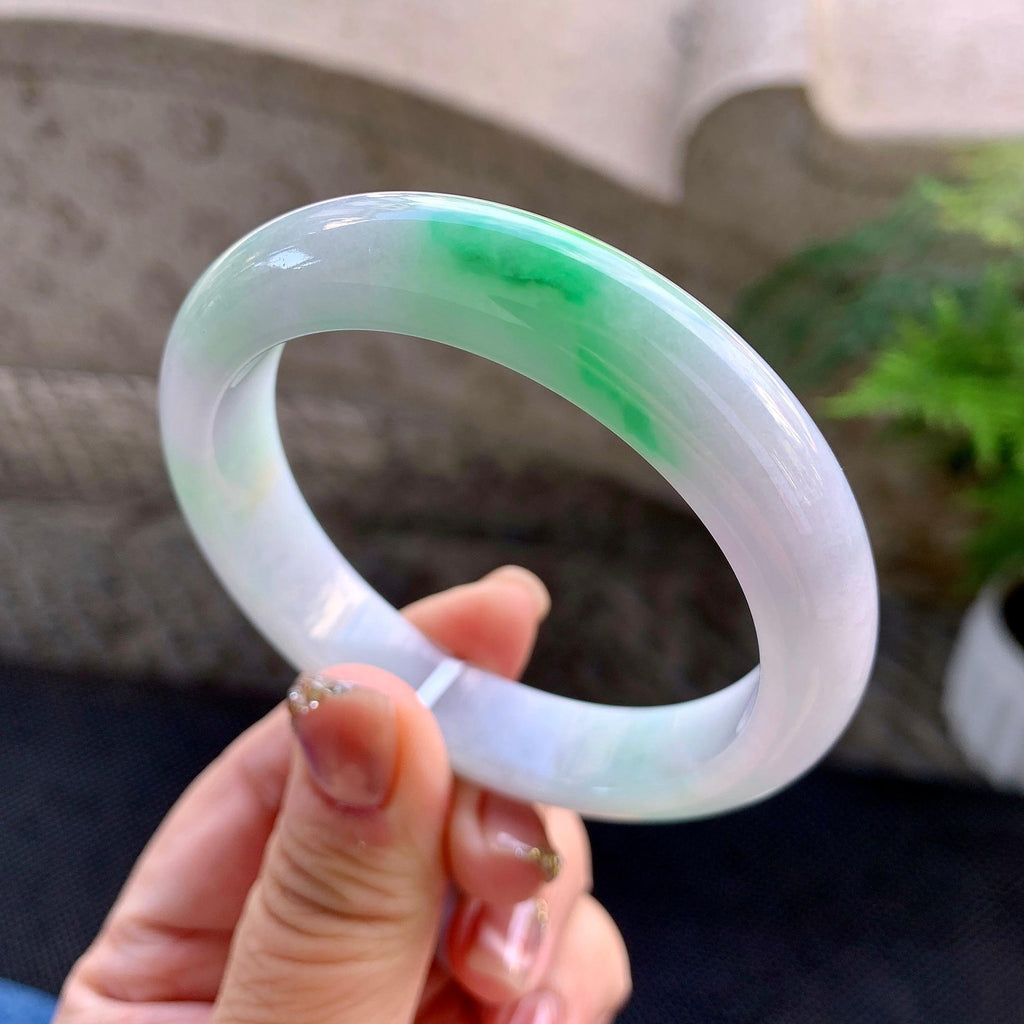 细糯种白底青平安镯（56.8mm）（yc273605）