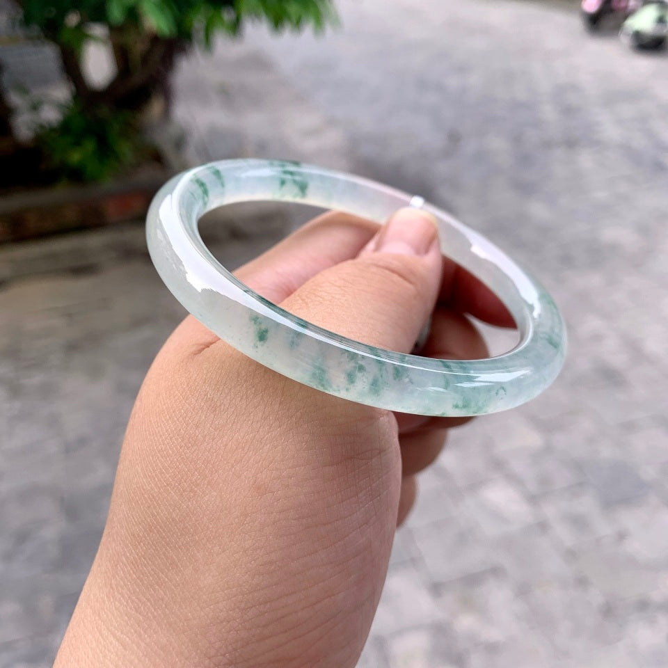 冰种飘花圆条手镯（63.3mm）（yc113972）