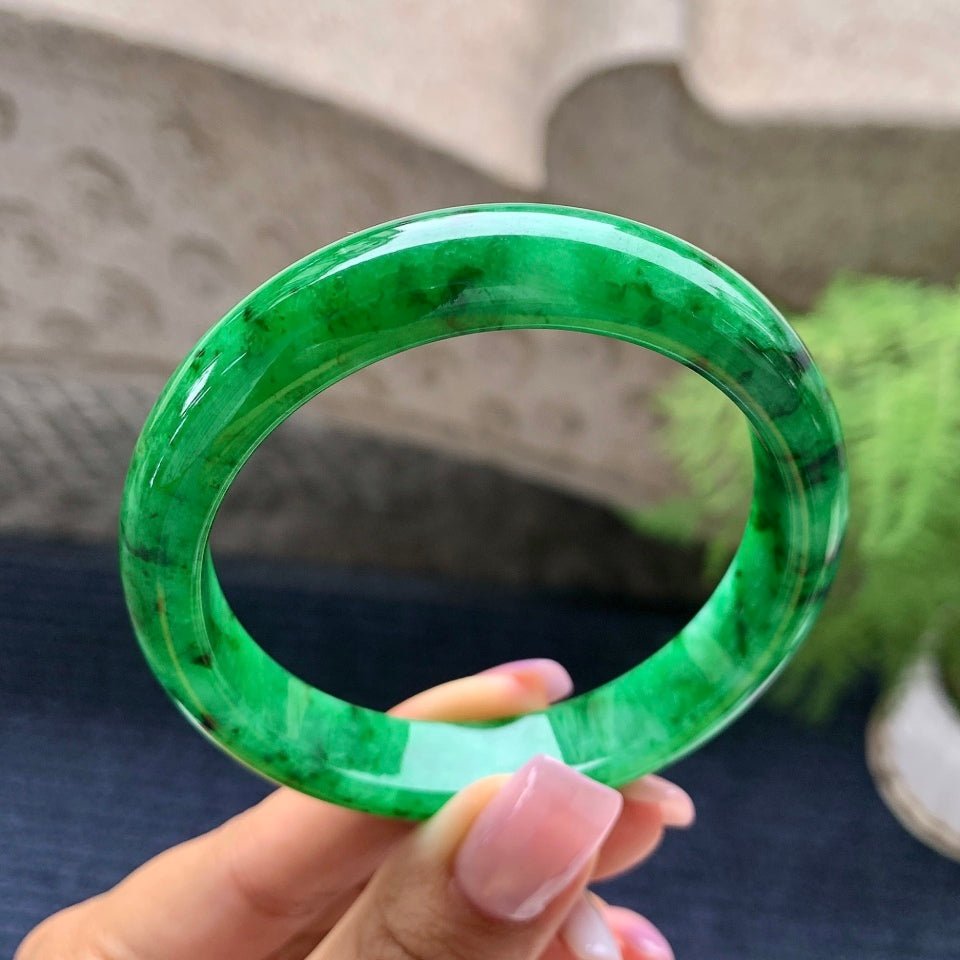 细糯种满绿平安镯（56mm）（yc090116）