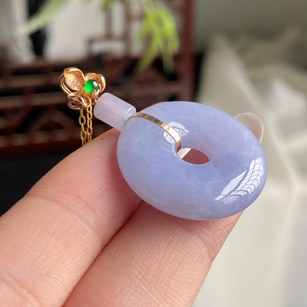 18k金钻镶细糯种紫罗兰甜甜圈吊坠（yc197327）