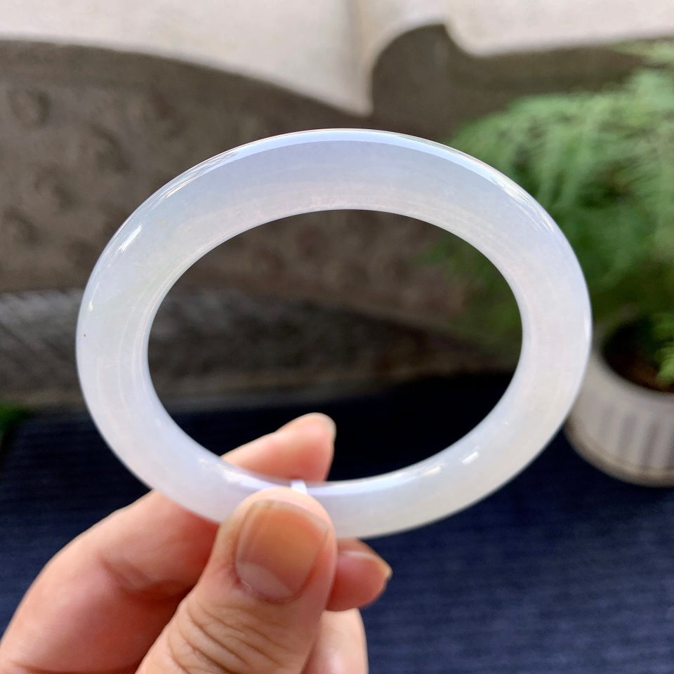 细糯种无色圆条手镯（53.3mm）（yc093808）