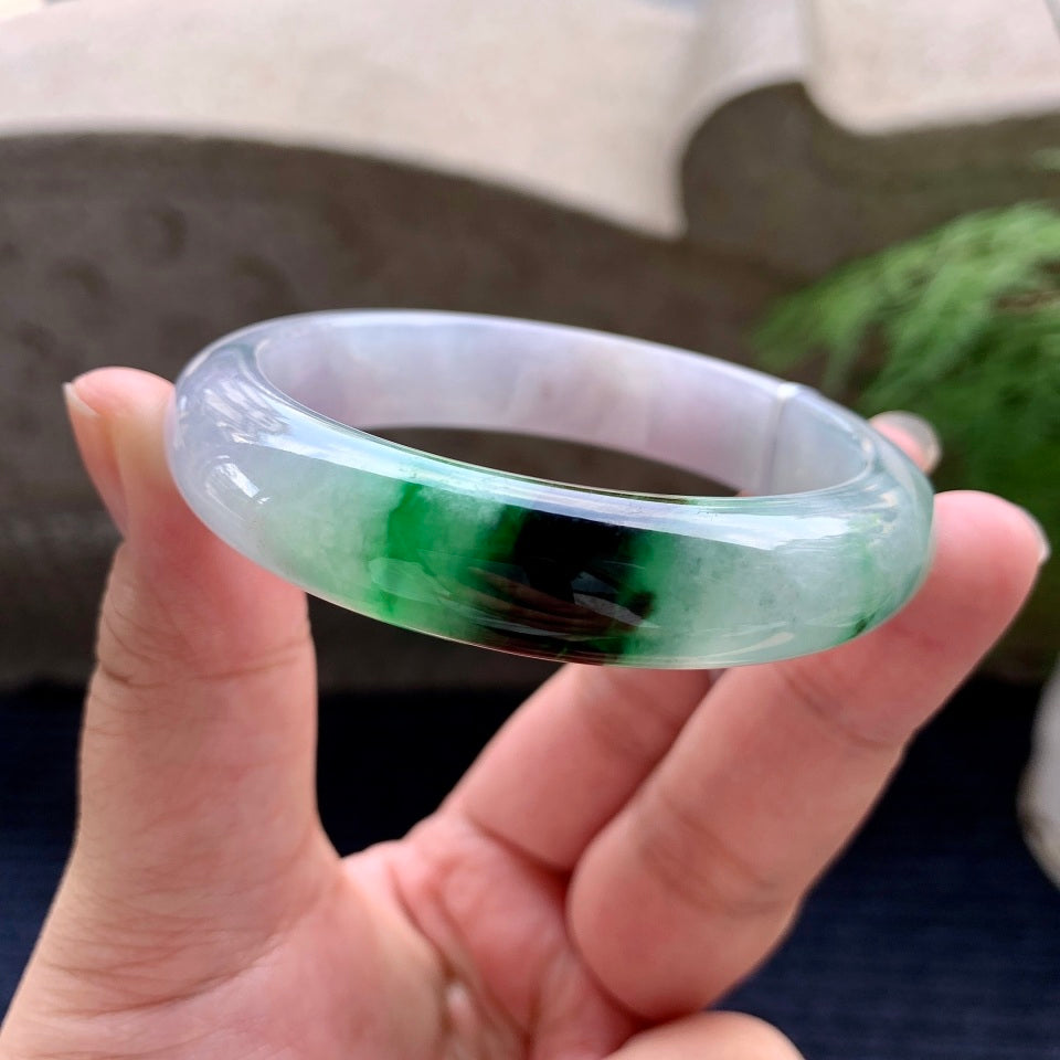 细糯种淡粉底飘花平安镯（54.6mm）（yc117993）