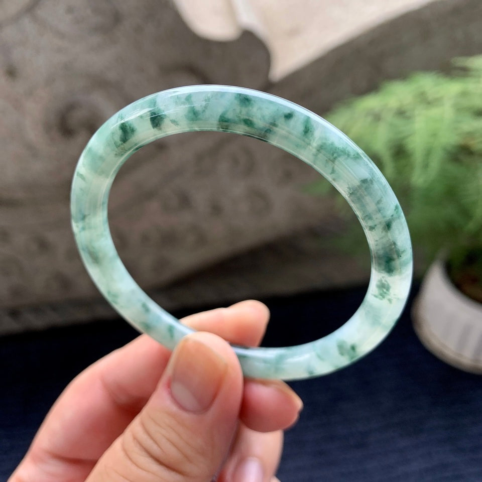 糯种飘花圆条手镯（54.5mm）（yc091801）
