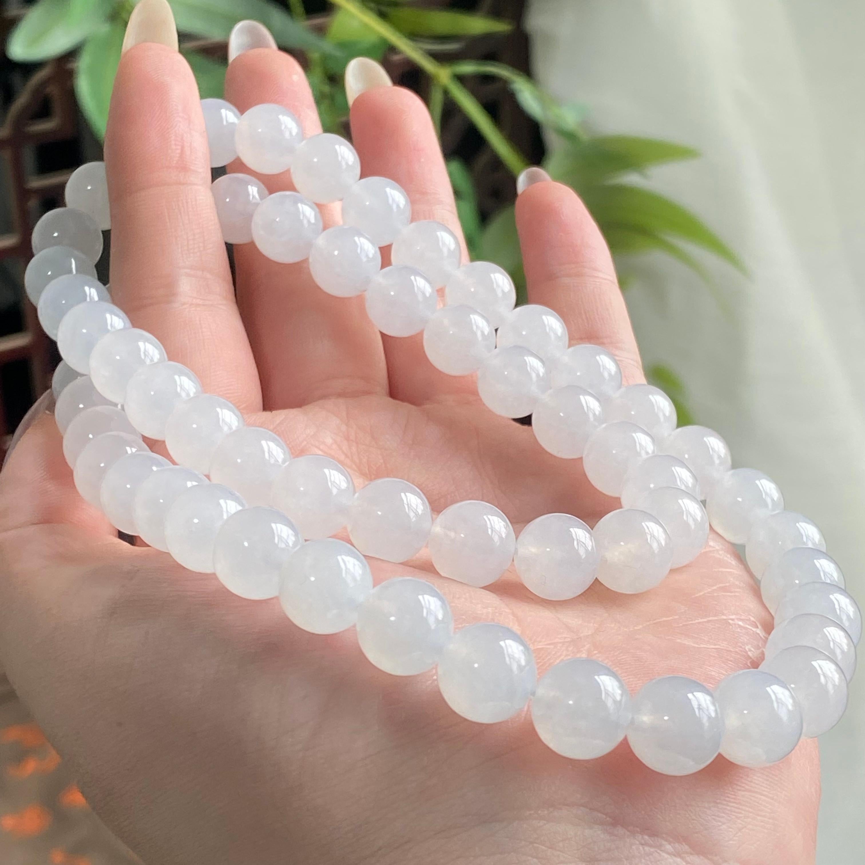 糯冰种白月光珠链（57颗）（yc194883）