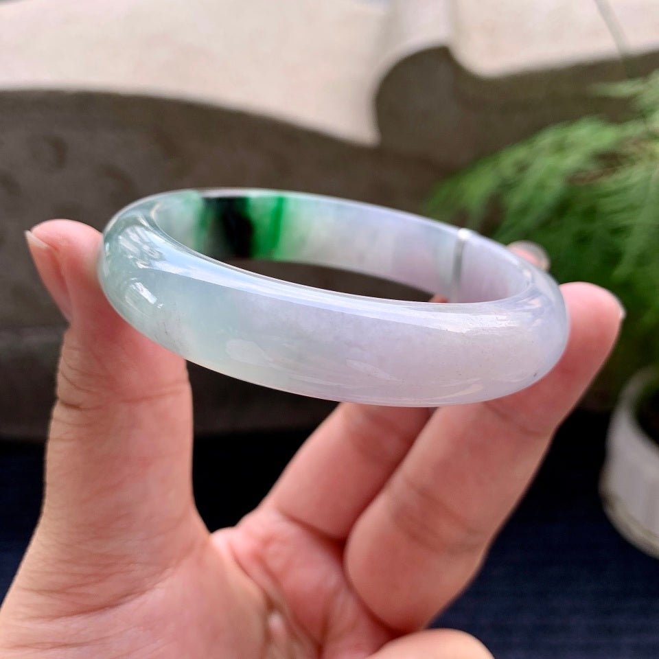 细糯种淡粉底飘花平安镯（54.6mm）（yc117993）
