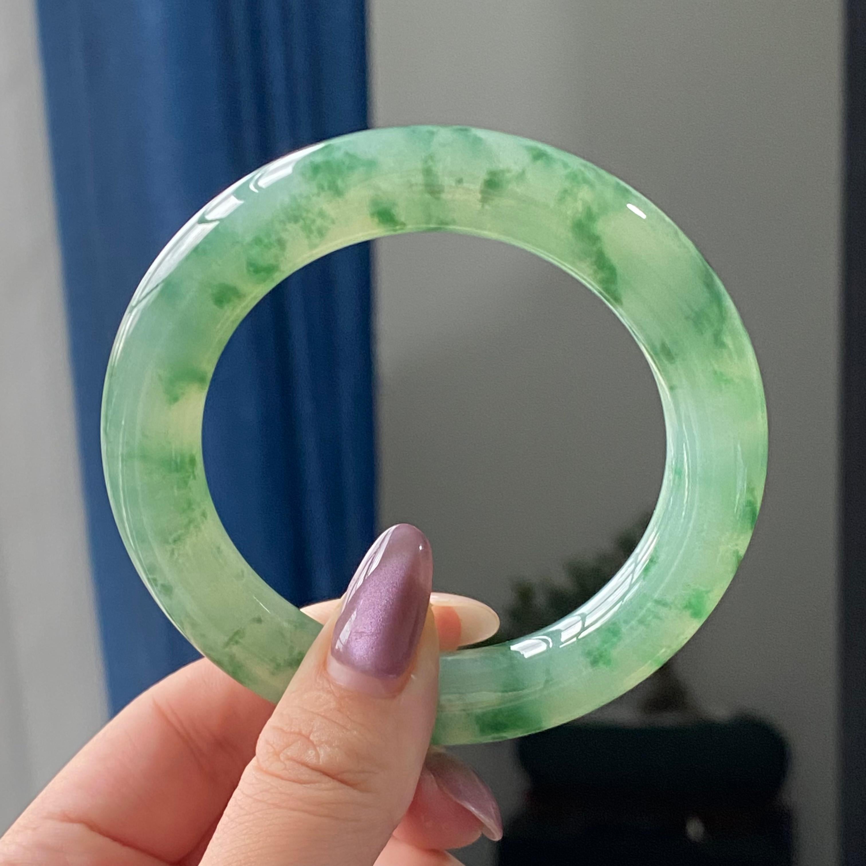 冰种飘花圆条手镯（57圈）（yc195754）